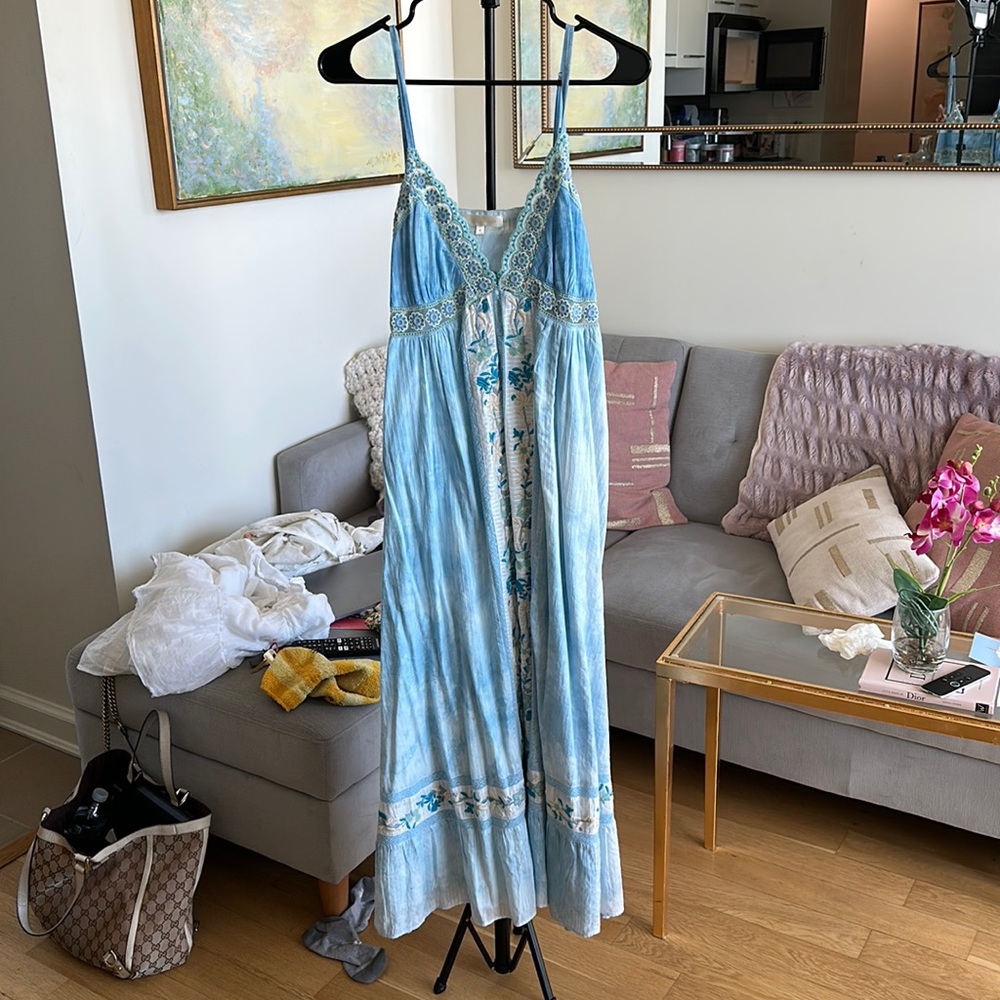 LoveShackFancy Blue Flower Long Dress Size 6